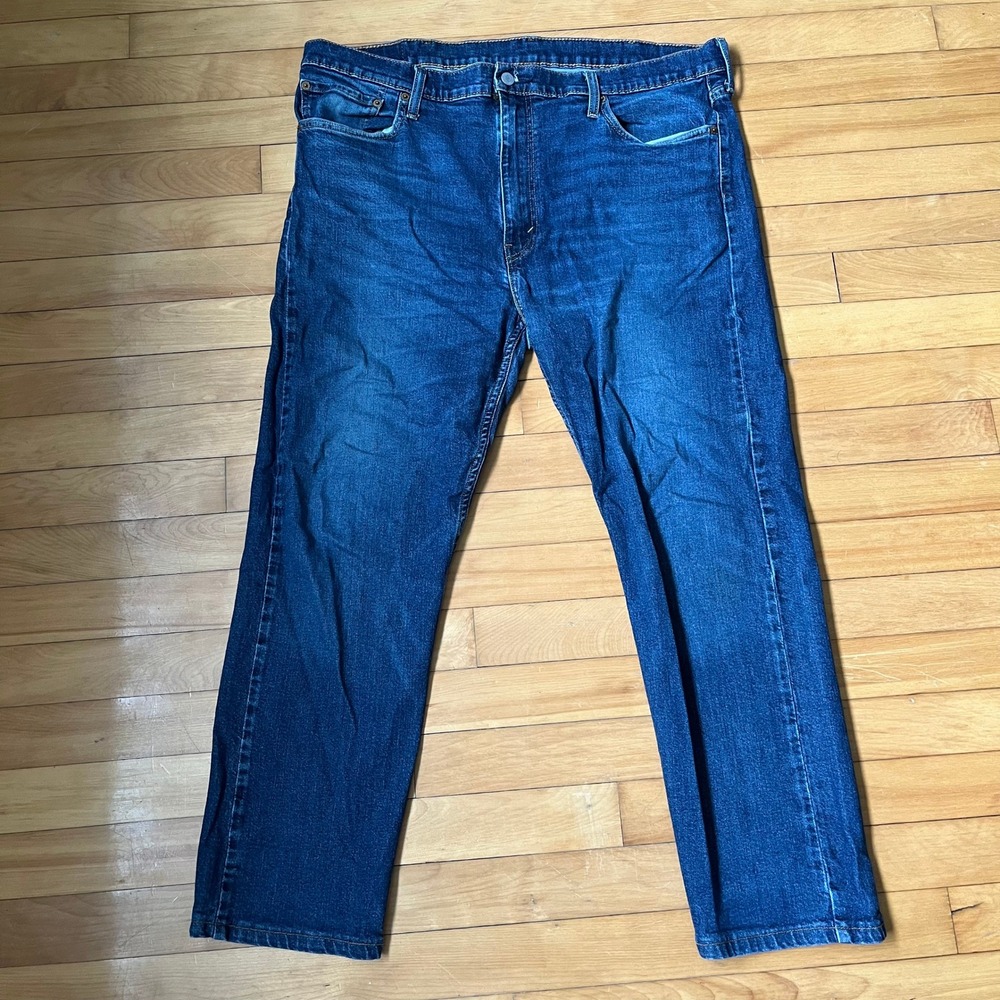 Levis 502 Regular Taper Jeans Mens 42x34 Indigo Blue Stretch Denim Pants
